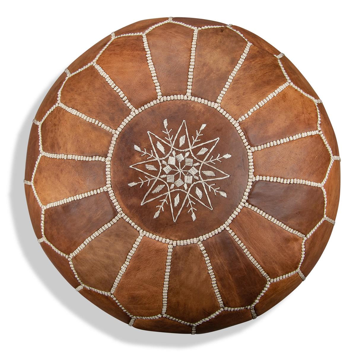 Poufs&Pillows Cognac Brown Ronde Leren Poef kopen? Shop bij fonQ!