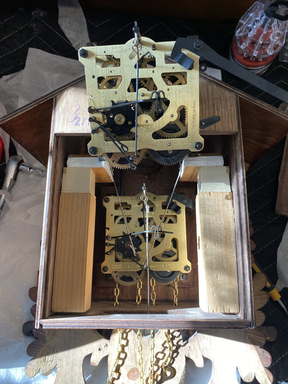 Regula 34 Cuckoo clock. Stop dead after running for about 1 minute