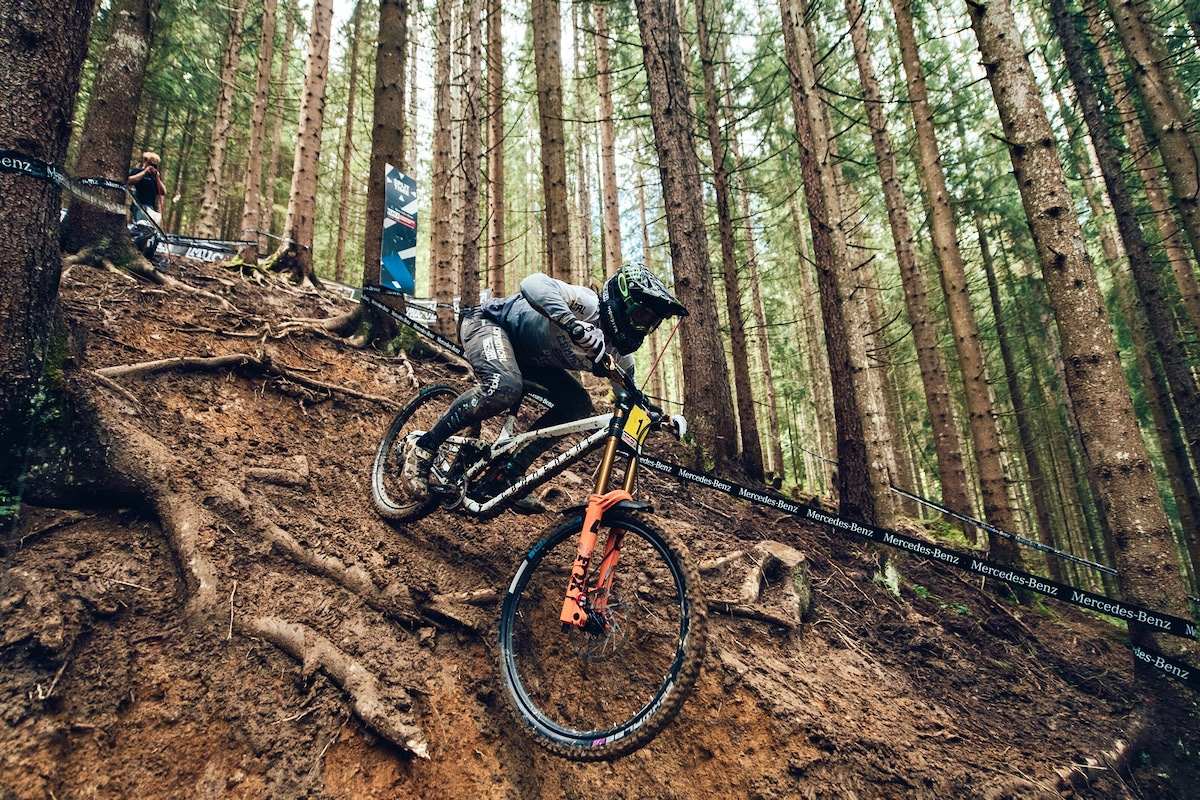 First UCI MTB World Cup downhill win for Briton as Swiss rider shines