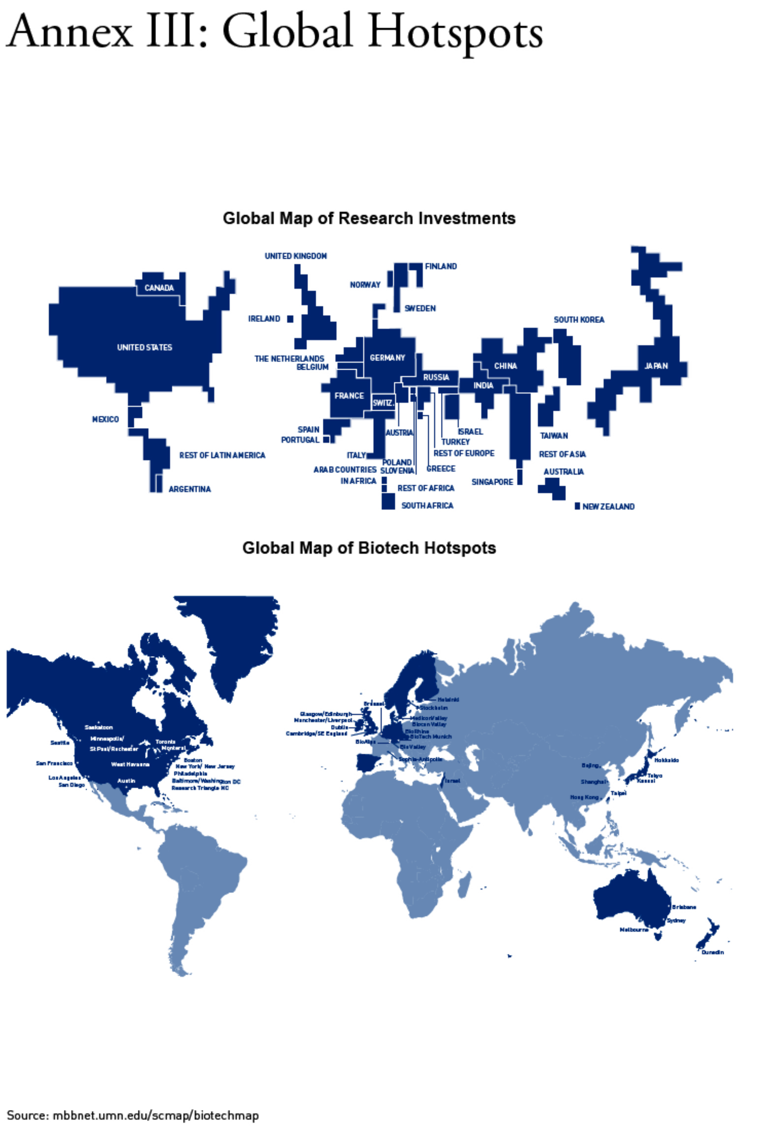 Global biotechnology clusters map