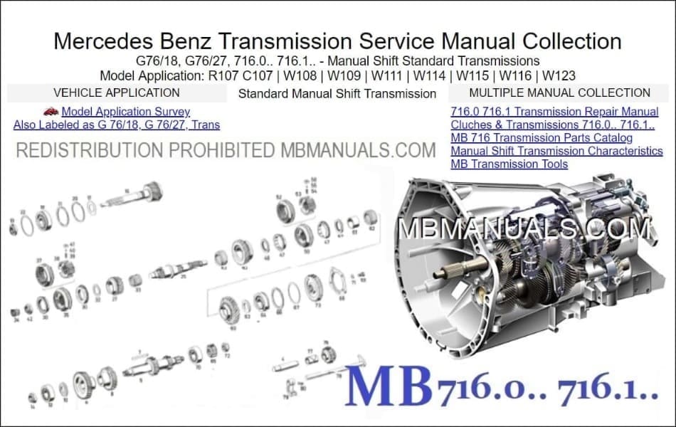 Mercedes Benz 716 Standard Transmission Manuals
