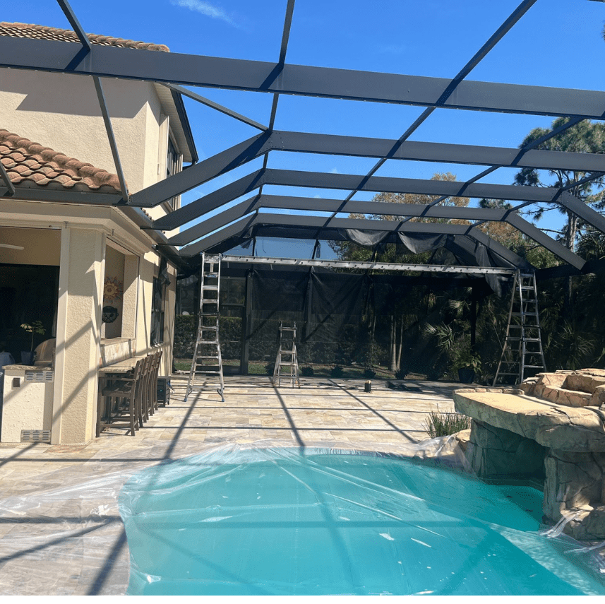 Pool Screen Repair - MBM Pool Cage Rescreening and Painting