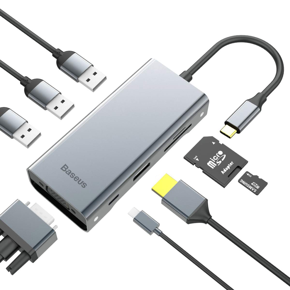 Cáp USB TypeC, cổng chuyển USB C chính hãng ra Hdmi,Vga