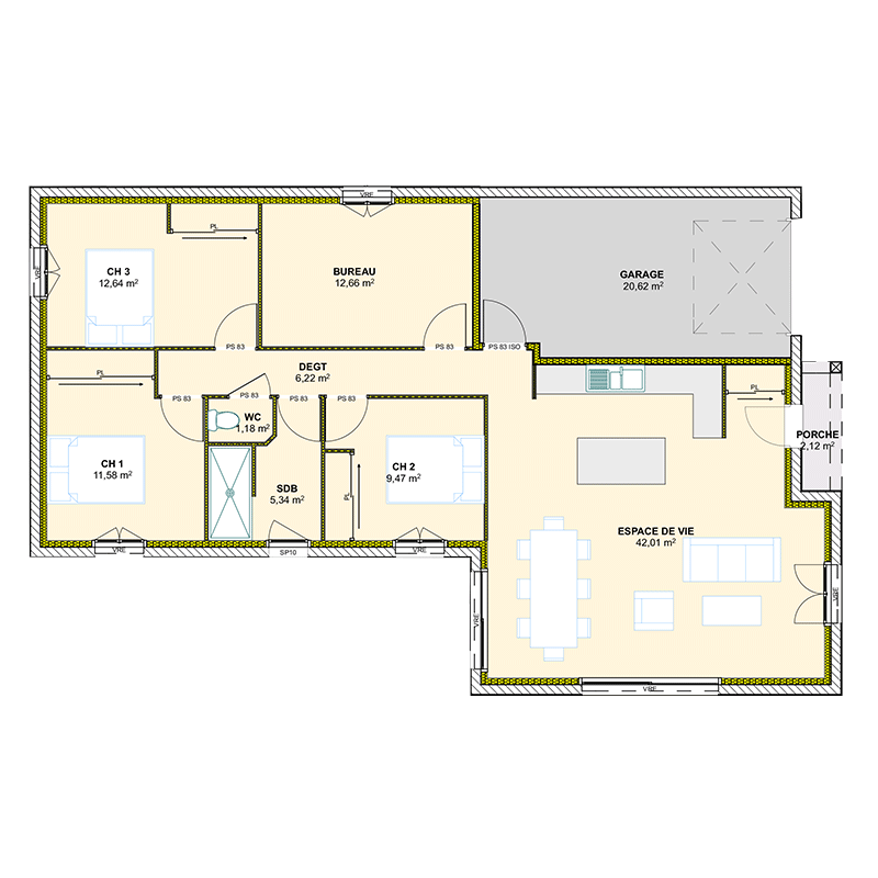 Maison 3 chambres MC² Maisons Médéric