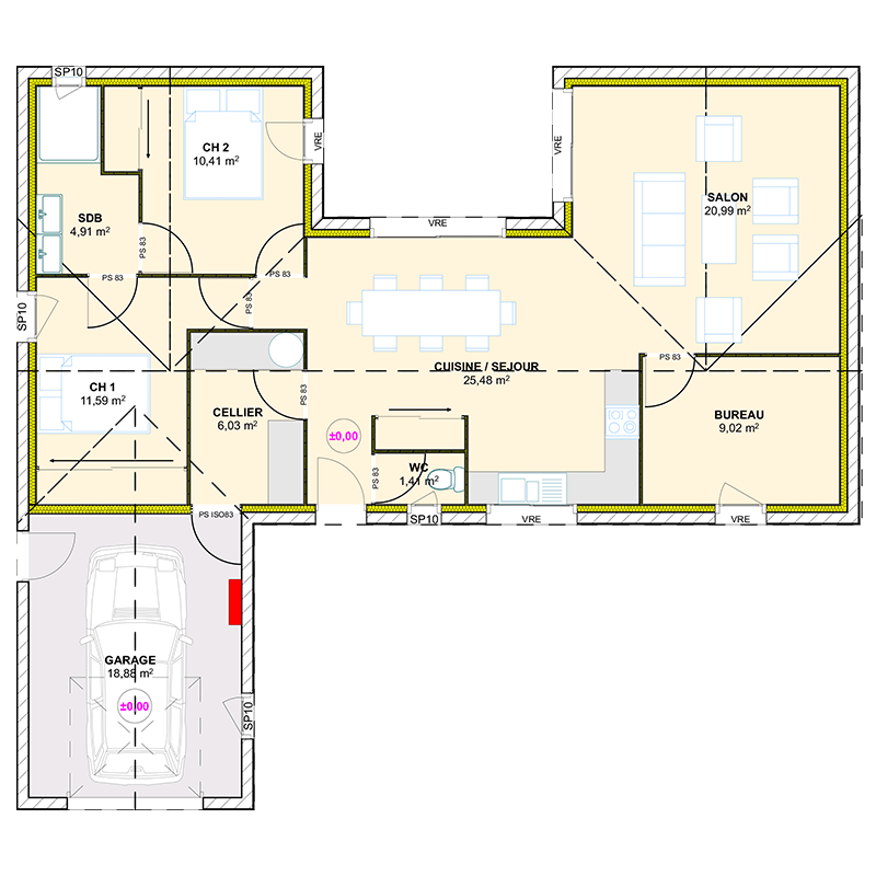Les maisons deux chambres de MC²