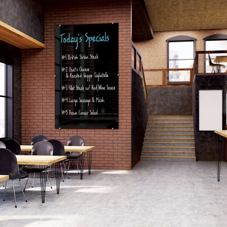 96" Visionary Black Glass Dry Erase Board MooreCo McAleer's