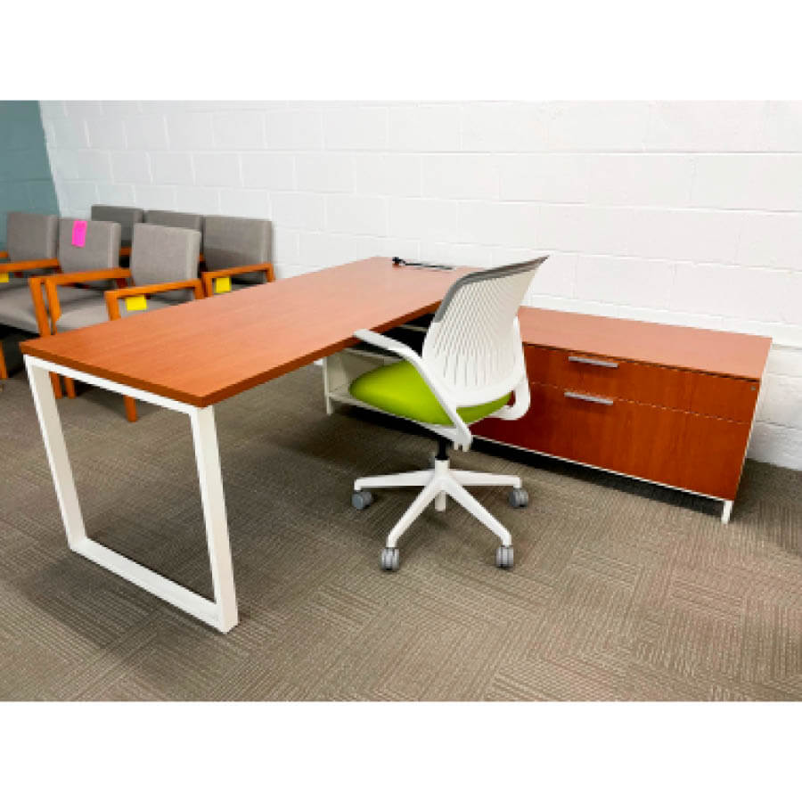  Used LShaped Desk with Low Credenza