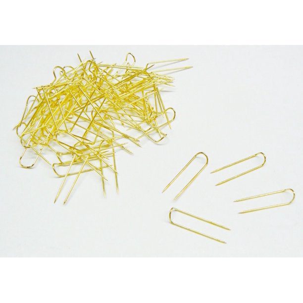 Yellow Jewelry Display Pins U Shape, 100pc pack
