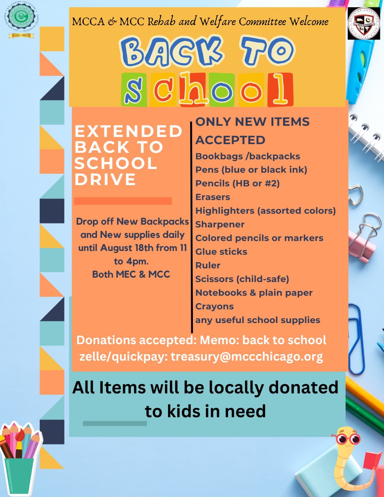 Back to School Drive Muslim Community Center