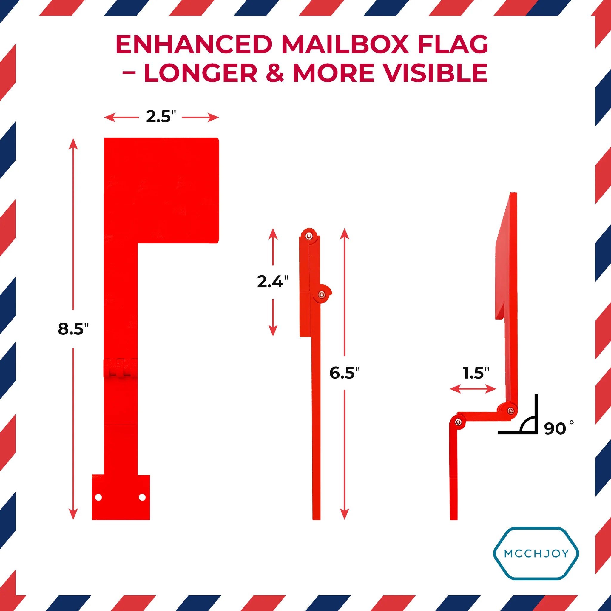 MCCHJoy Folding Vertical Mailbox Flag, Wall Mount Mailbox Flag, No Too
