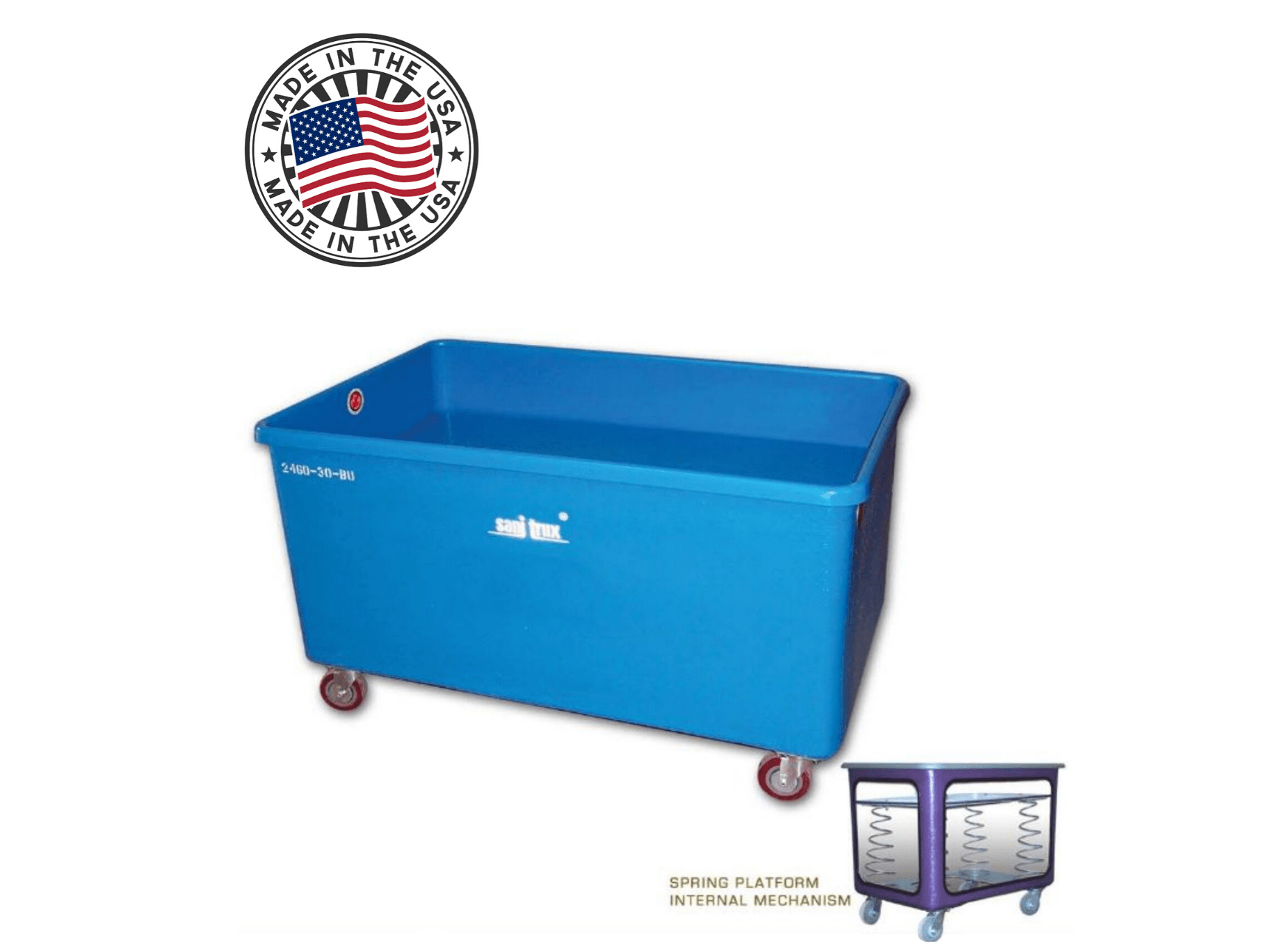 Sanitrux® Spring Platform Heavy Duty Commercial Laundry Cart On Wheels