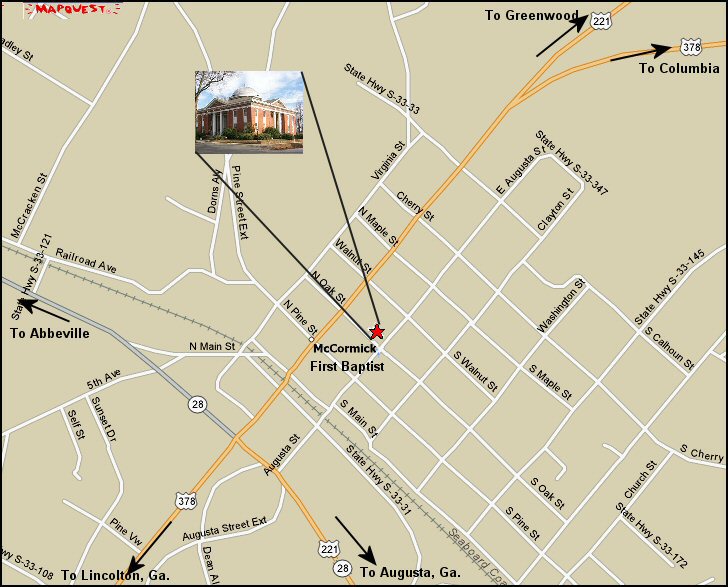 Directions McCormick First Baptist Church