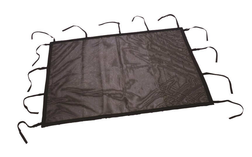 Pontoon lift canopy storage net for storing water toys and gear at the