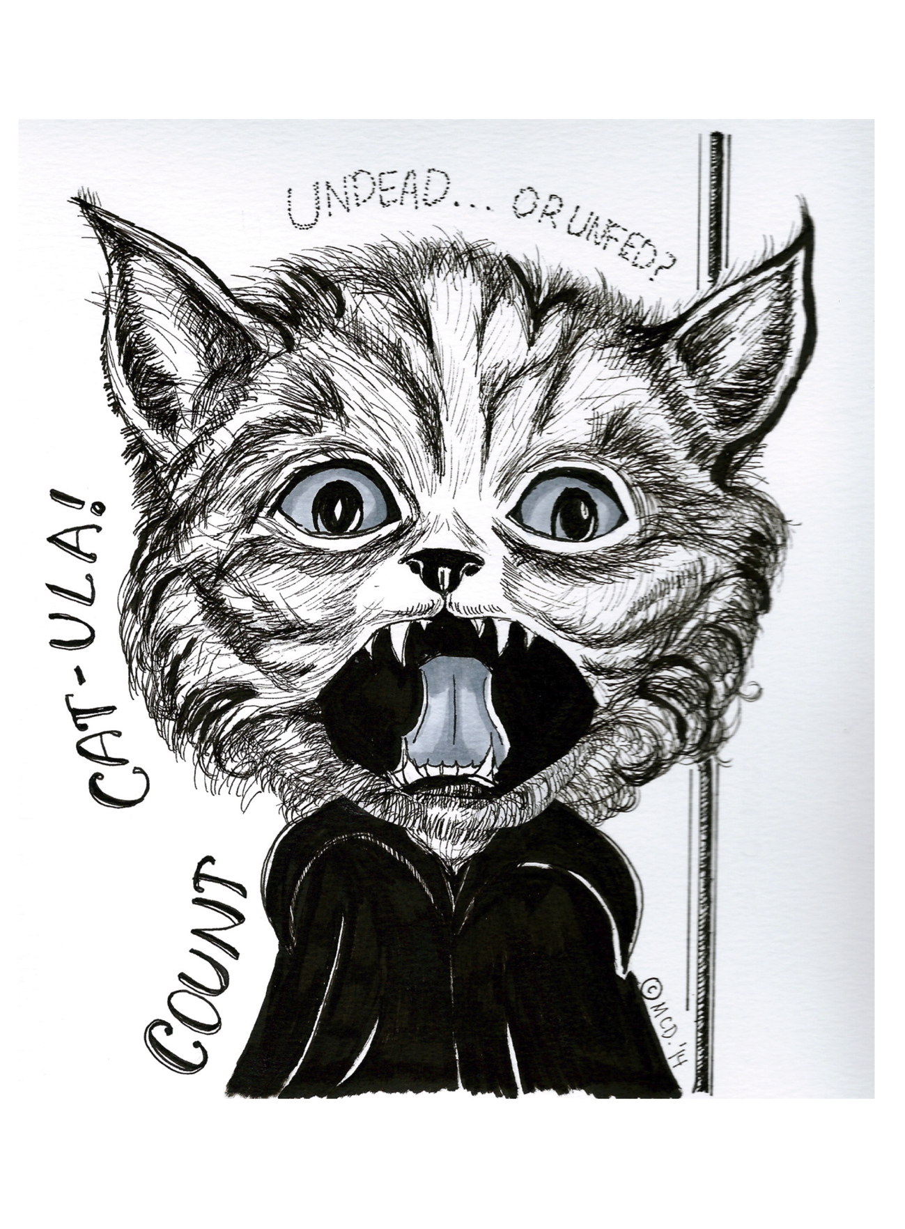 Halloween Drawing A very scary cat M. C. Dulac