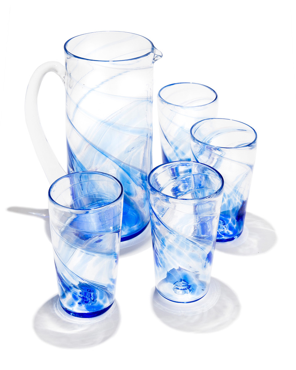 HandBlown Glass Pitcher Set McFadden Art Glass