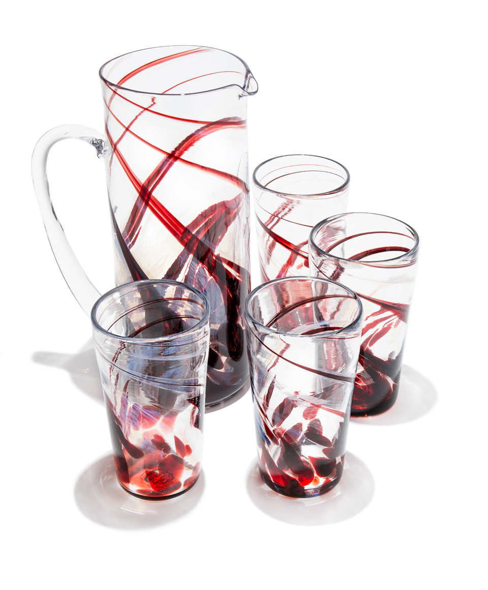 HandBlown Glass Pitcher Set McFadden Art Glass