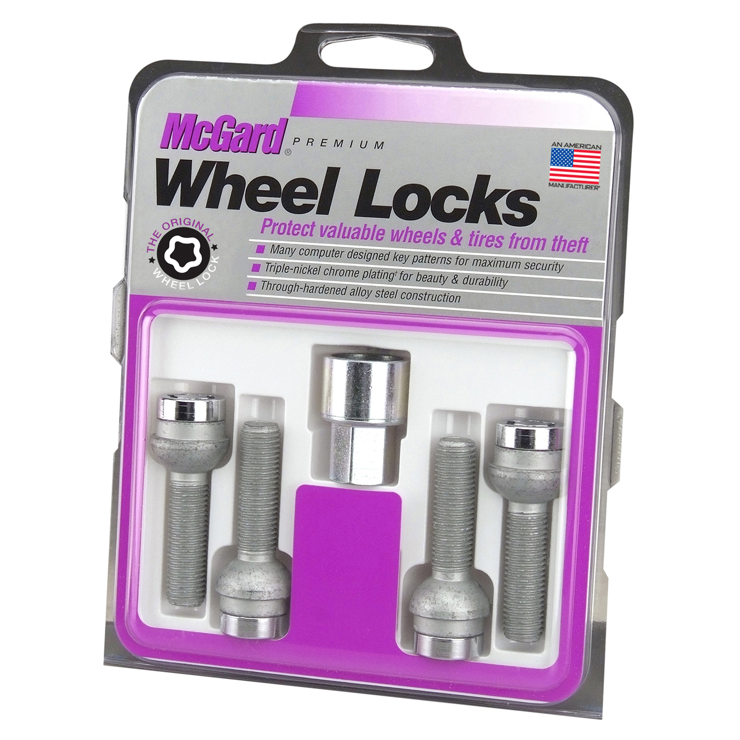 Chrome Bolt Style Radius Seat Lock Bolt Set (M14 x 1.5 Thread Size