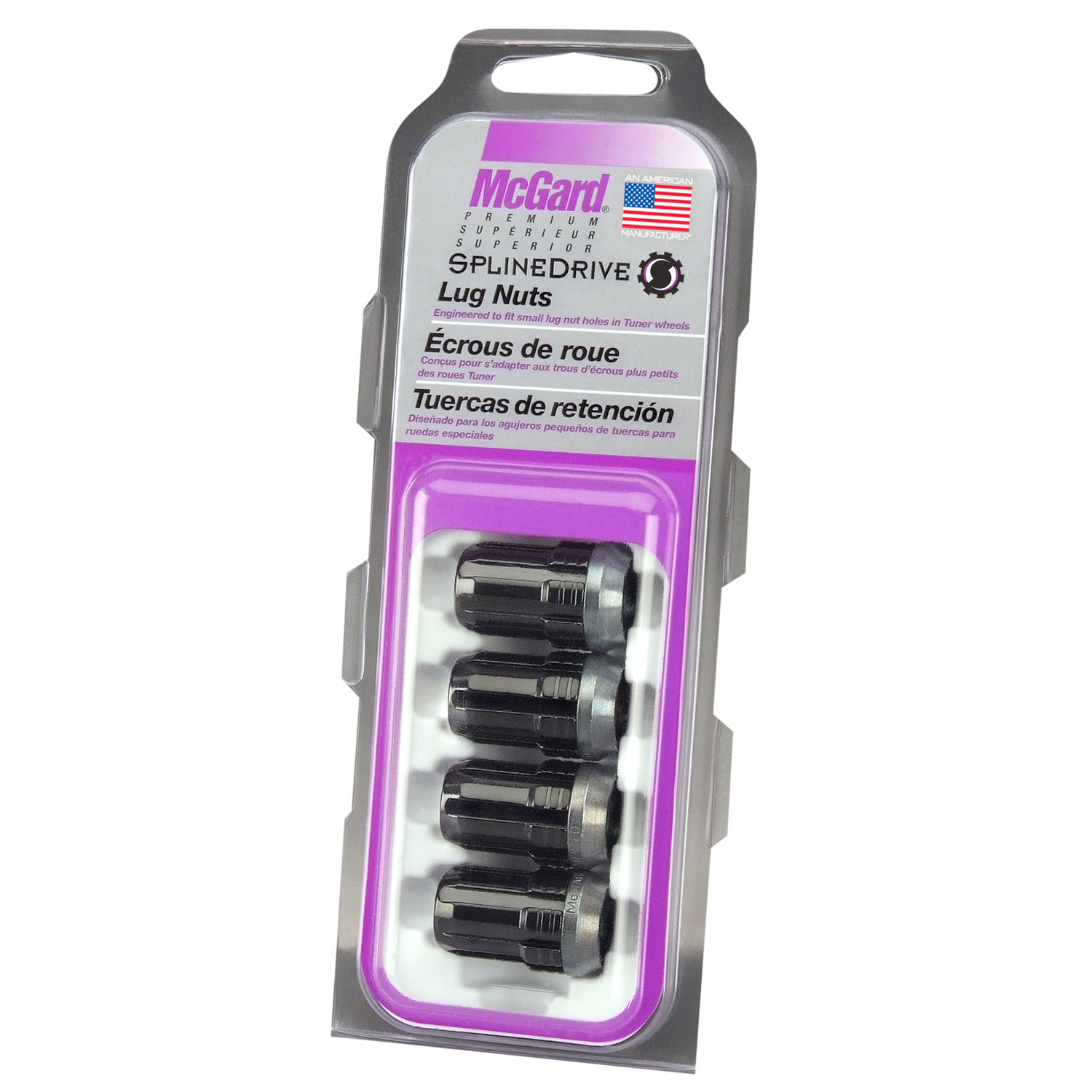 Black SplineDrive Lug Nuts (M12 x 1.25 Thread Size) Set of 4 Lug Nuts