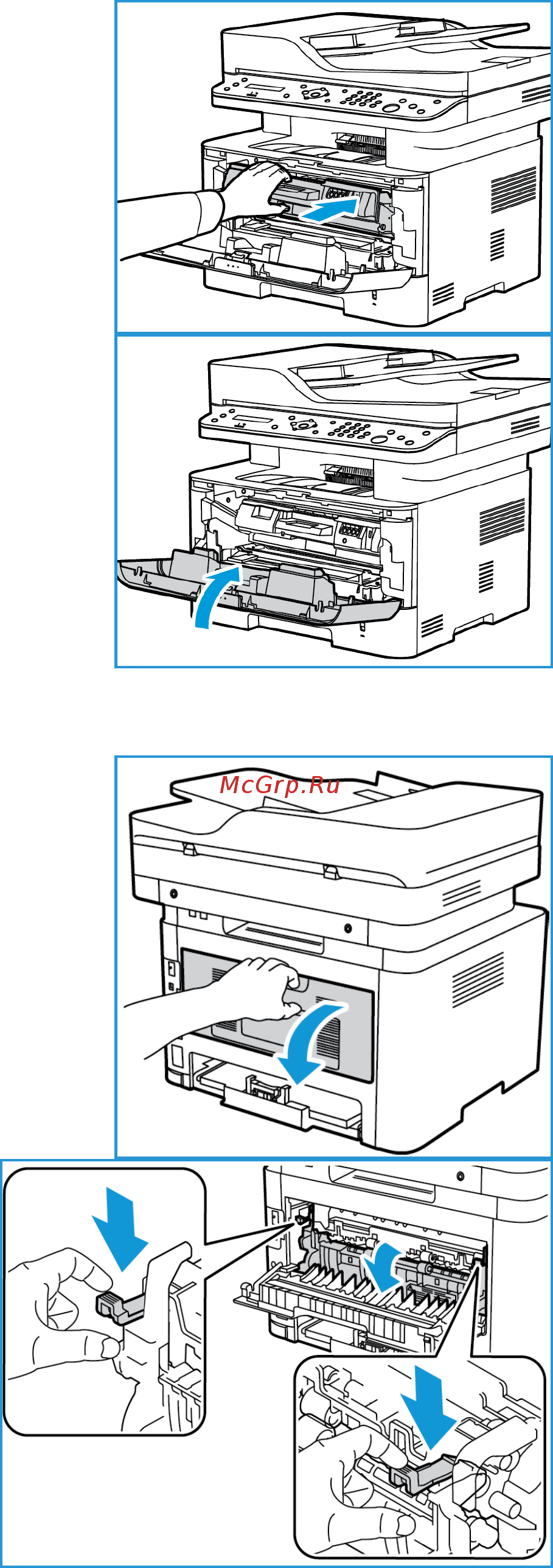 Xerox WorkCentre 3225VDNIY Белый/Синий [239/304] Застревание бумаги в дуплексном блоке и области