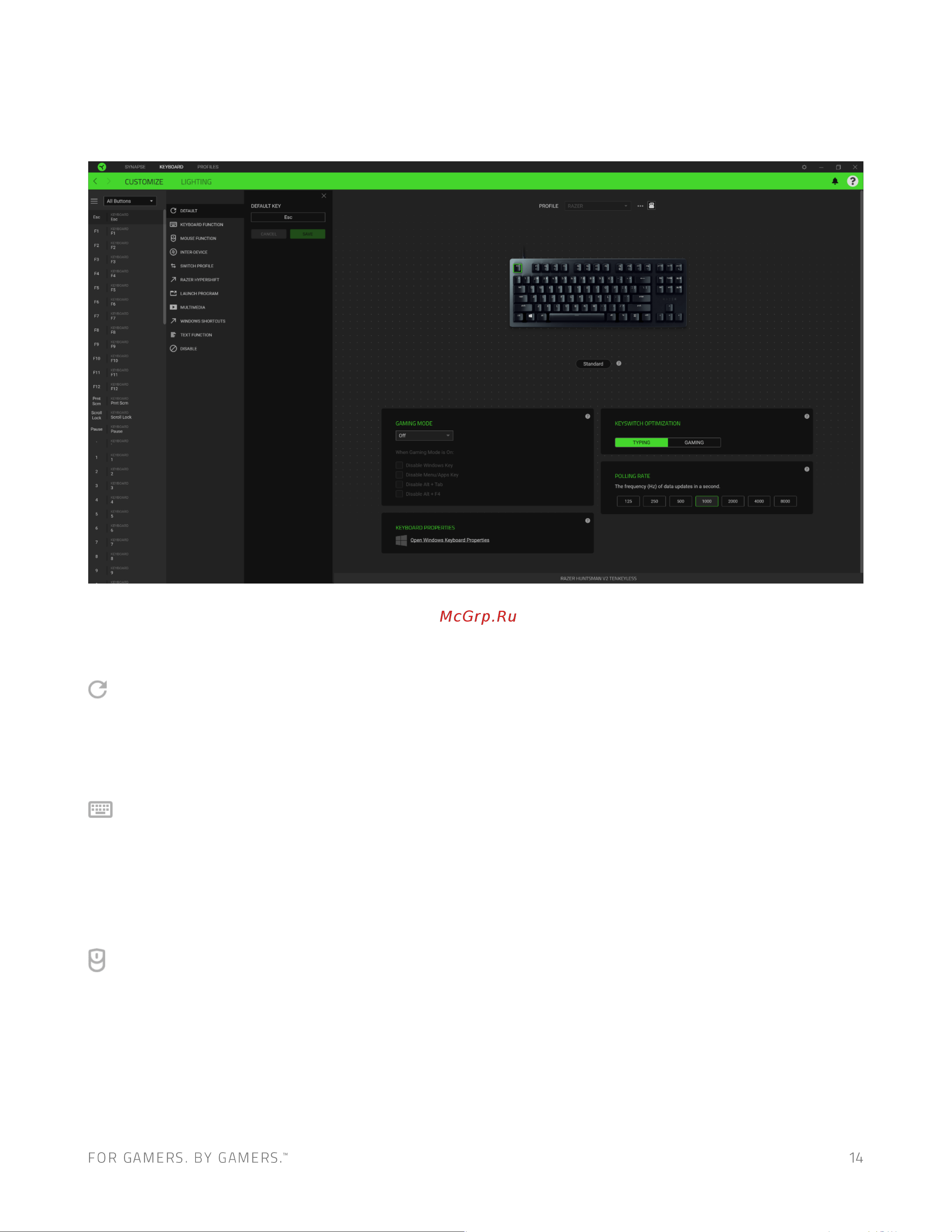Razer Huntsman V2 TKL Purple Switch(RZ0303941400R3R1) Инструкция по