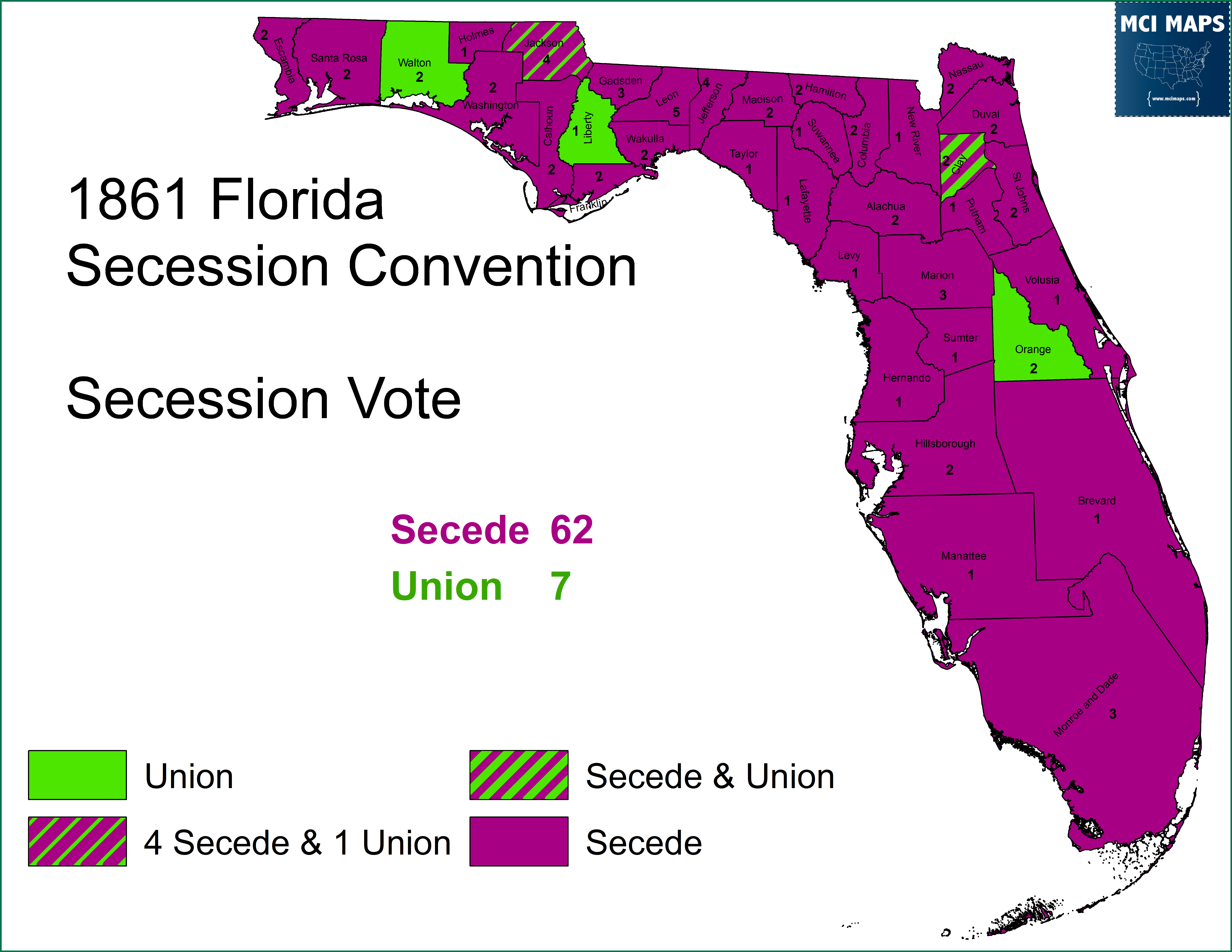 Civil War History Florida’s Road Toward Secession MCI Maps