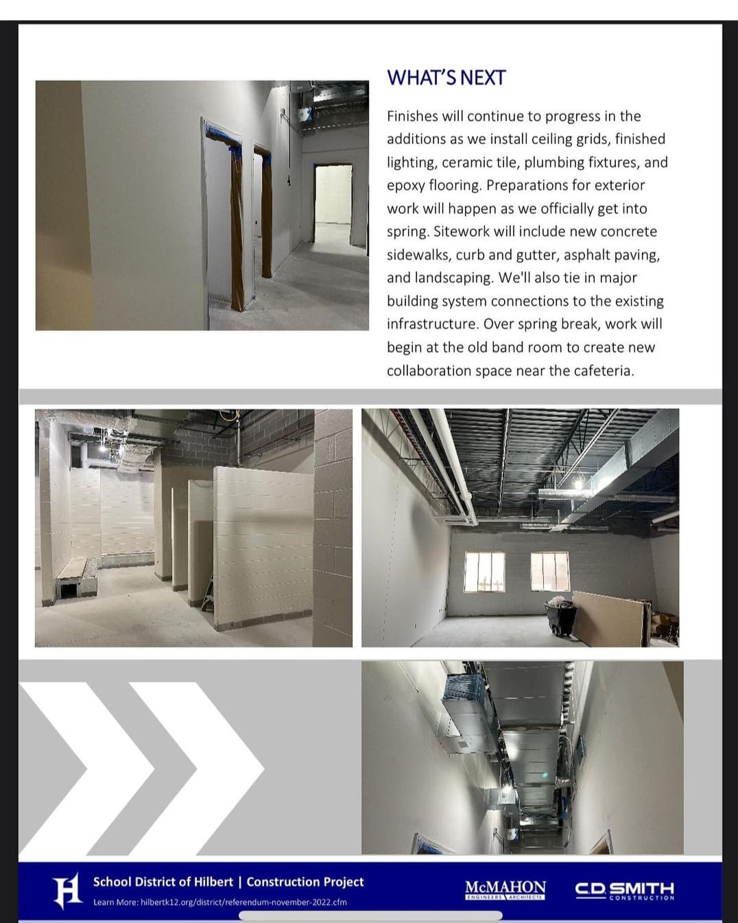 Hilbert School District March Project Progress Update McMahon