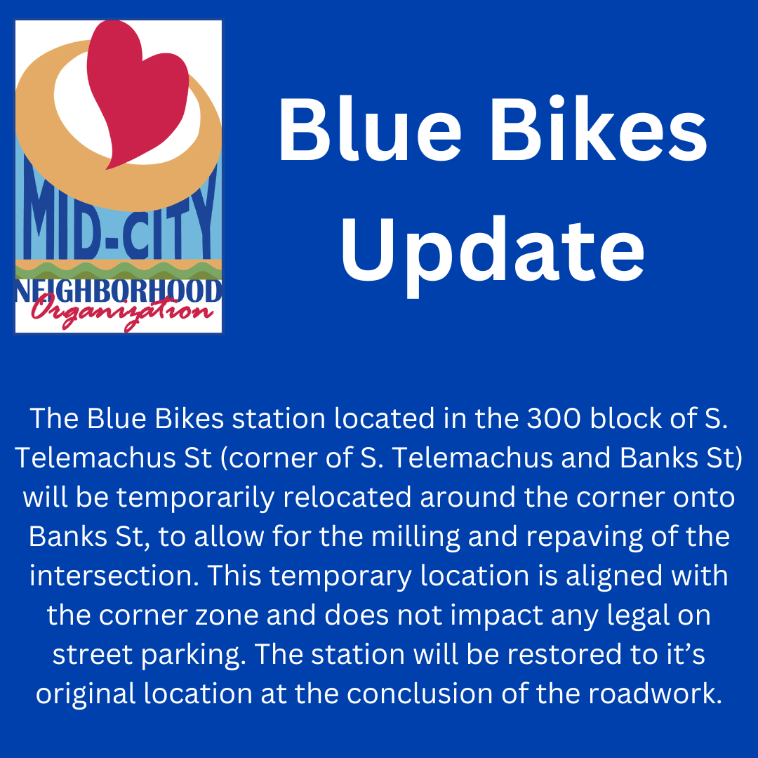 Update Blue Bikes location at Telemachus & Banks MidCity