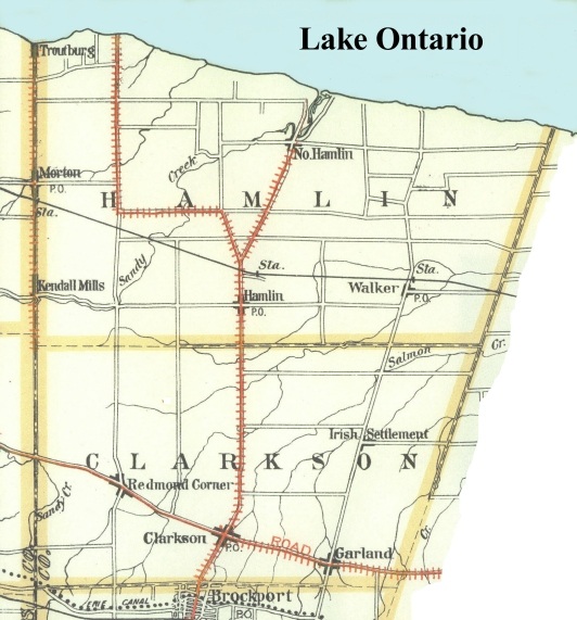 1908 Highway Map of Hamlin and Clarkson