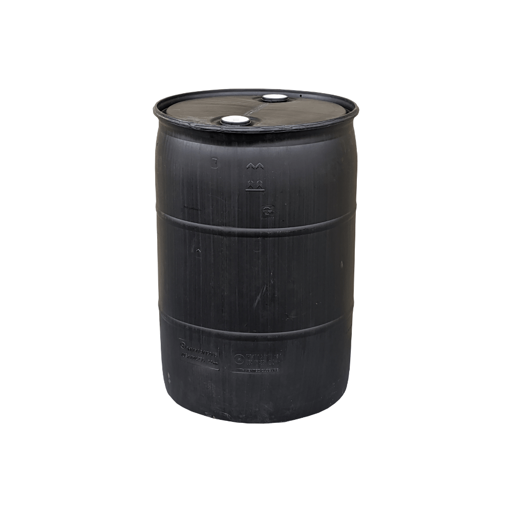 Reconditioned 55 Gallon Plastic TH Drum, Solid Black Mitchell