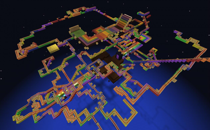 Rainbow Road 2.0 [Roller Coaster] Minecraft PE Maps