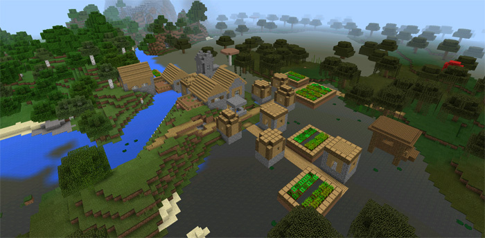 1918652647 Village & Witch Hut At Spawn Minecraft PE Seeds