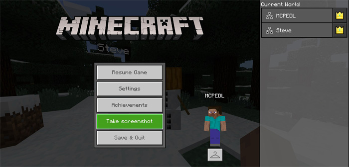 Take Screenshot Button Addon Minecraft PE Mods & Addons