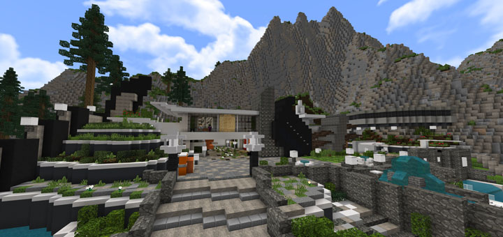 $24M Hillside Mansion [Creation] [Redstone] | Minecraft Pe Maps