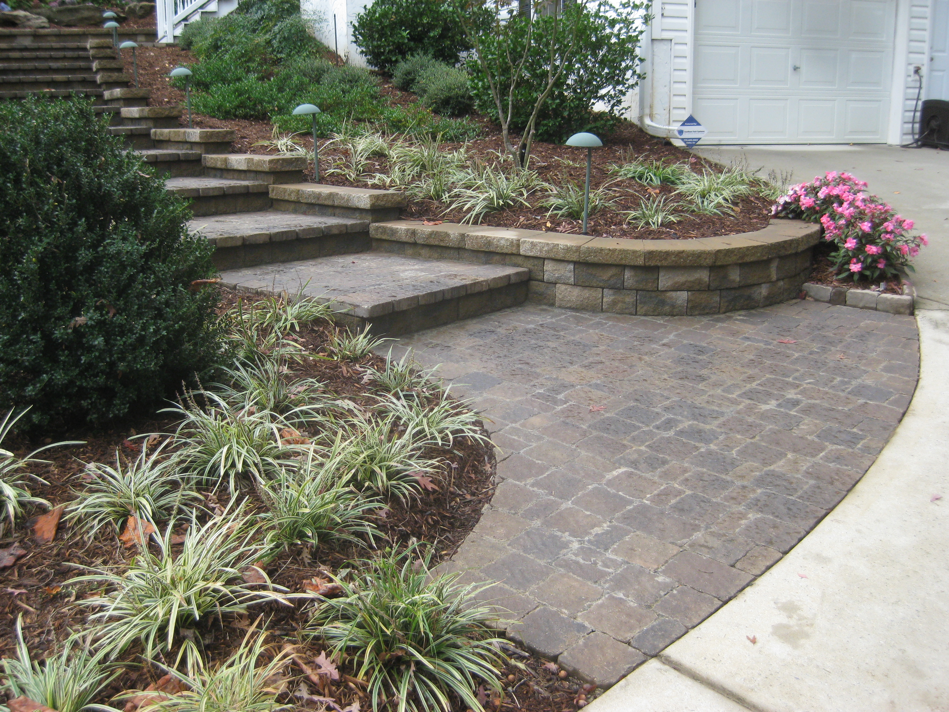 Landscape Steps McPlants pavers stone timbers wood