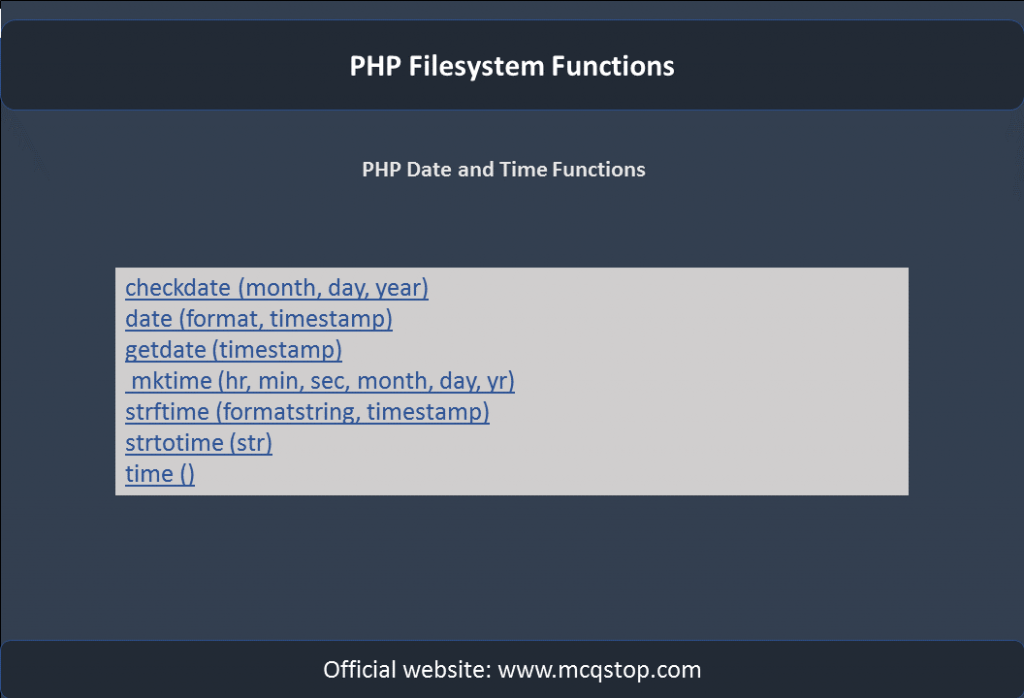 Learn PHP Cheat sheet For beginners PDF MCQSTOP