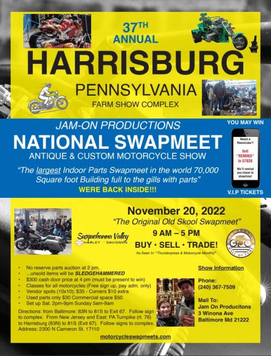 Harrisburg Fall Swapmeet & Bike Show Nov Motorcycle Roads