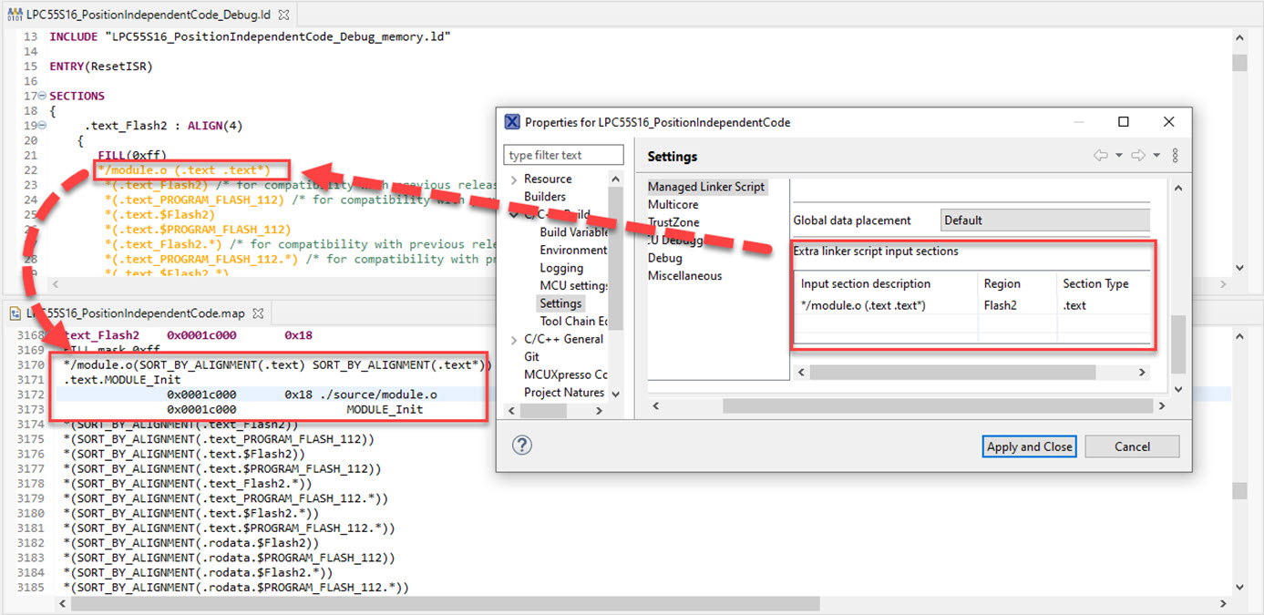 Managed Linker Scripts MCU on Eclipse