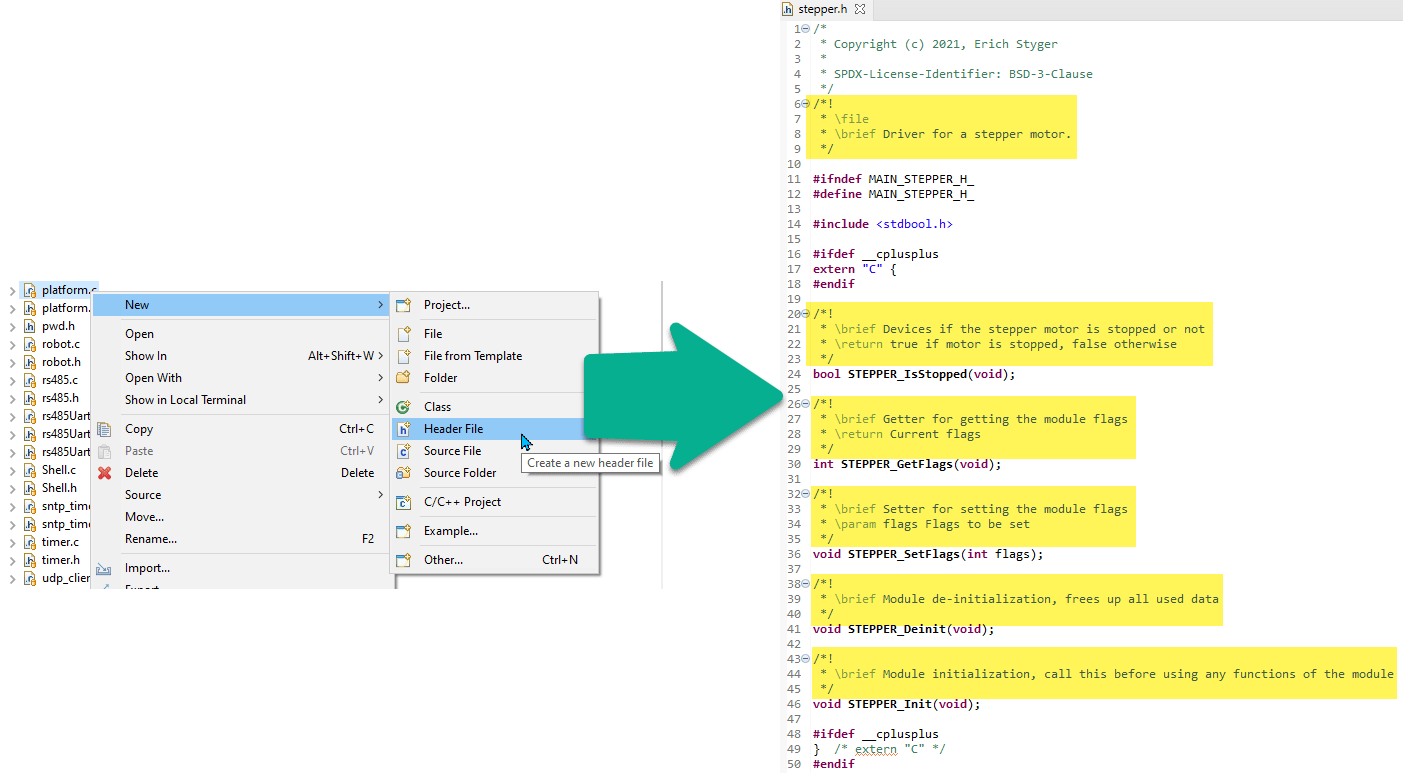header file MCU on Eclipse