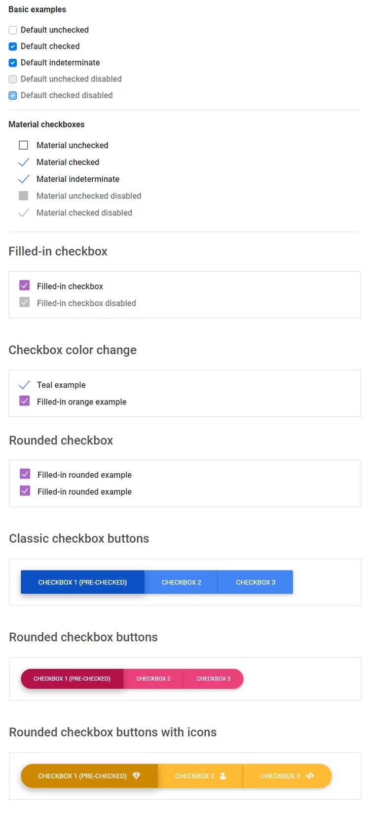 Bootstrap Checkbox css style examples free examples & tutorial