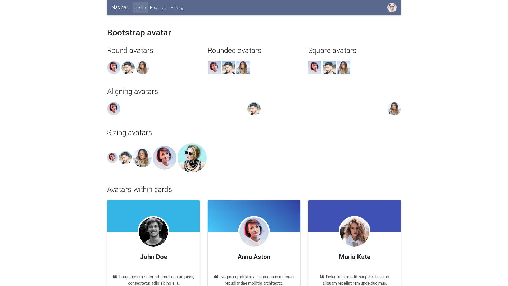 Bootstrap Avatar MDB Ideas code helper