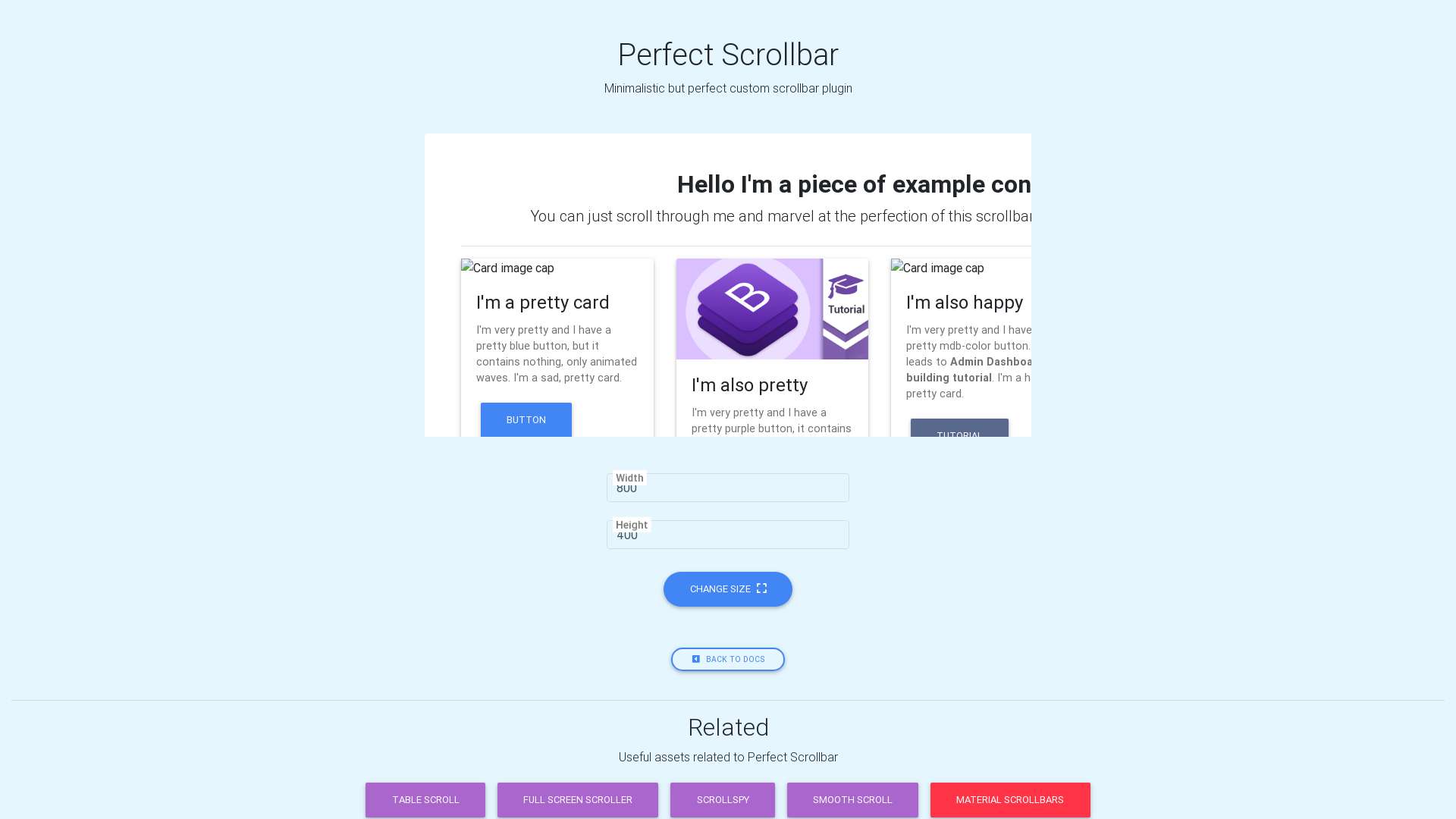 Perfect Scrollbar Live Preview Material Design for Bootstrap