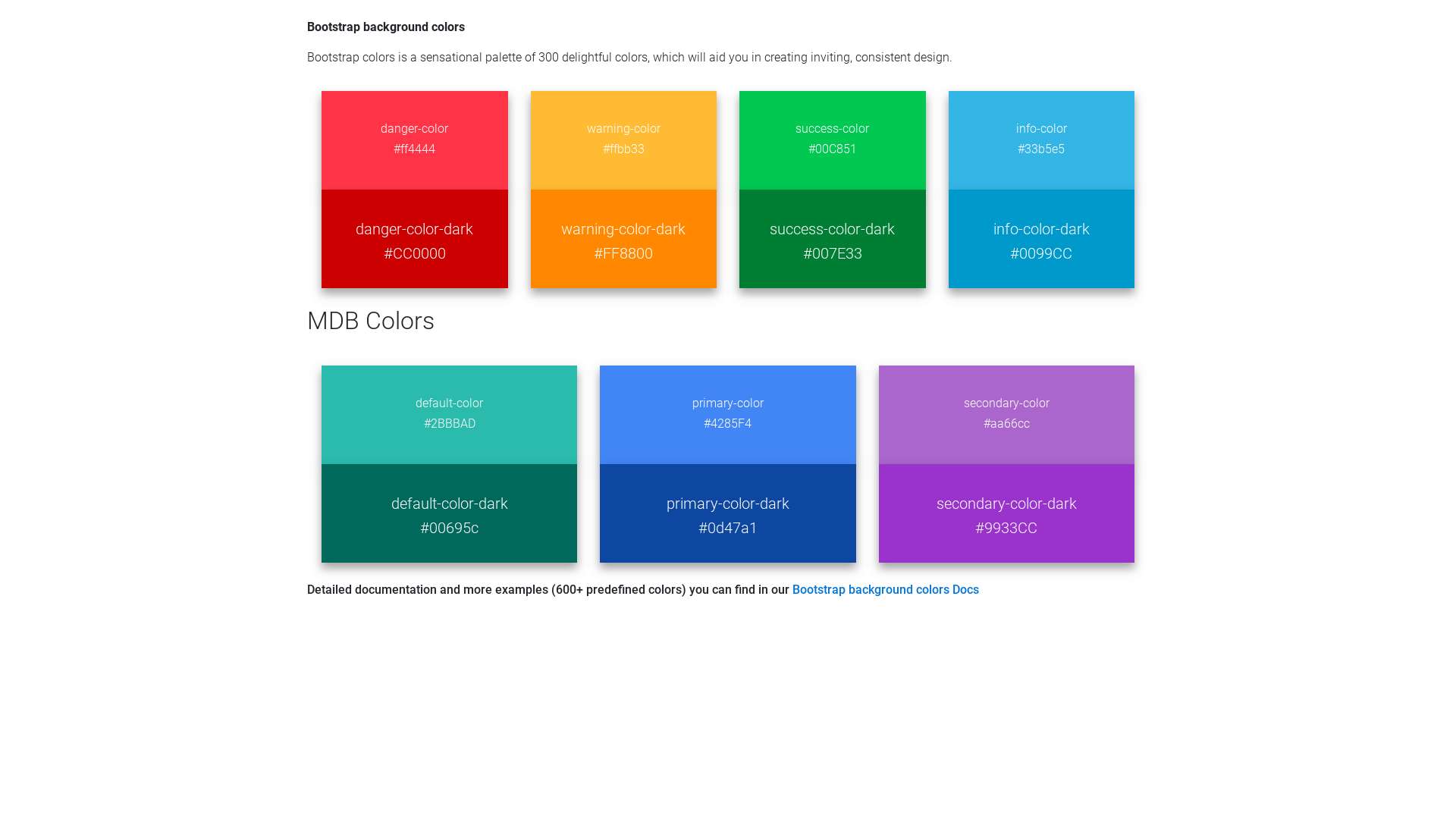 Bootstrap background colors code helper