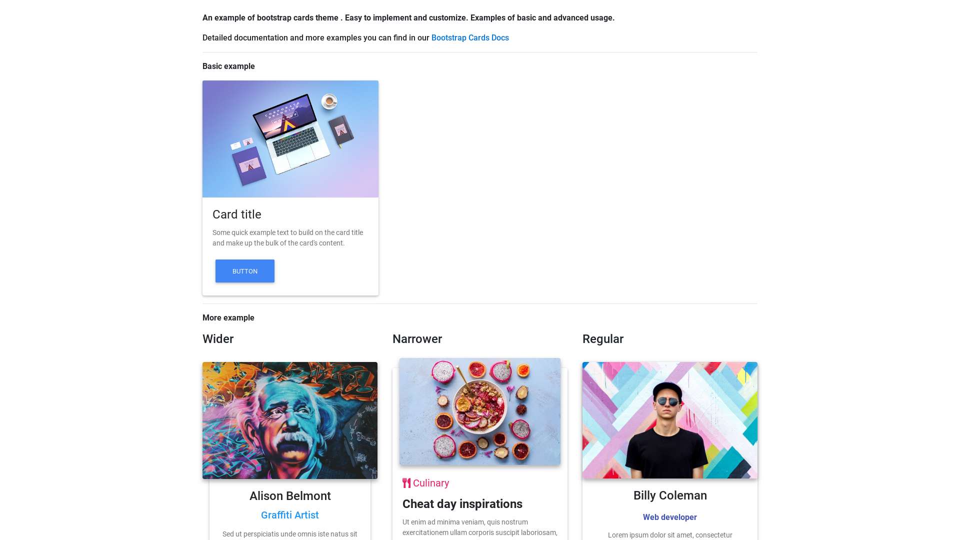bootstrap cards theme Material Design for Bootstrap