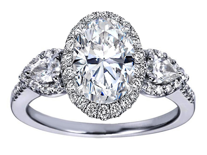 Engagement Ring Oval Diamond Halo Engagement Ring Pear Shape Side