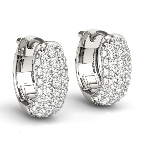 Diamond Earrings Five Row Dome Etoil Pave Diamond Hoop Huggie