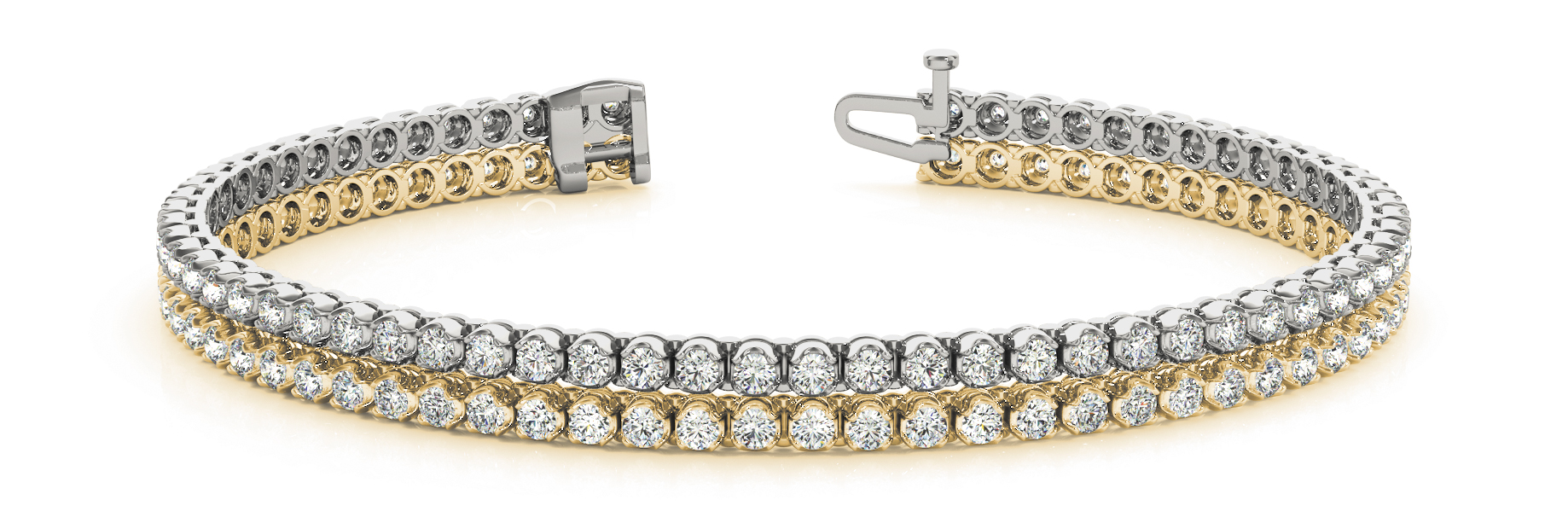 Bracelet Multi Row Duo Round Diamond Bracelet 1.86 Ct. Yellow and