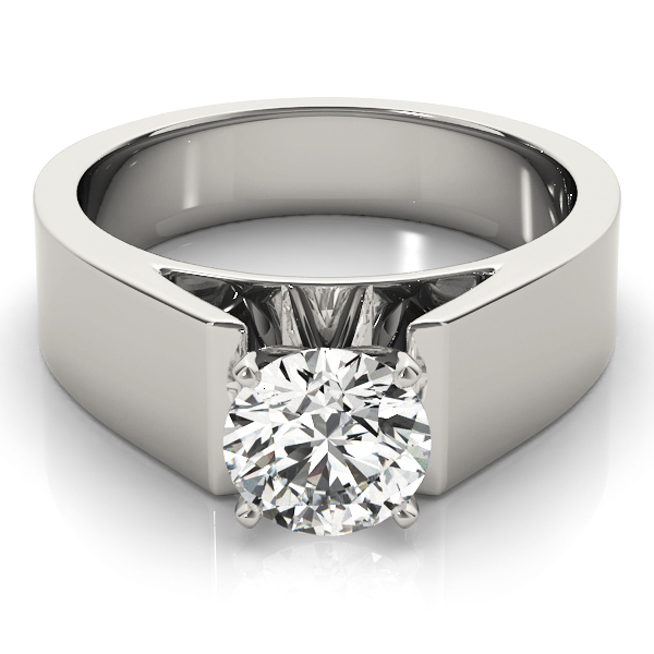 Engagement Ring Wide Band Classic Solitaire Cathedral Engagement Ring
