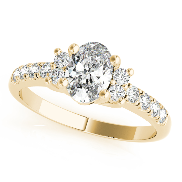 European Engagement Ring 3 Stone Oval LabGrown Diamond Ring Yellow