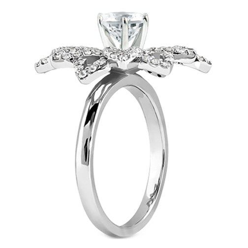 Engagement Ring Blooming Diamond Flower Engagement Ring White GoldES1066