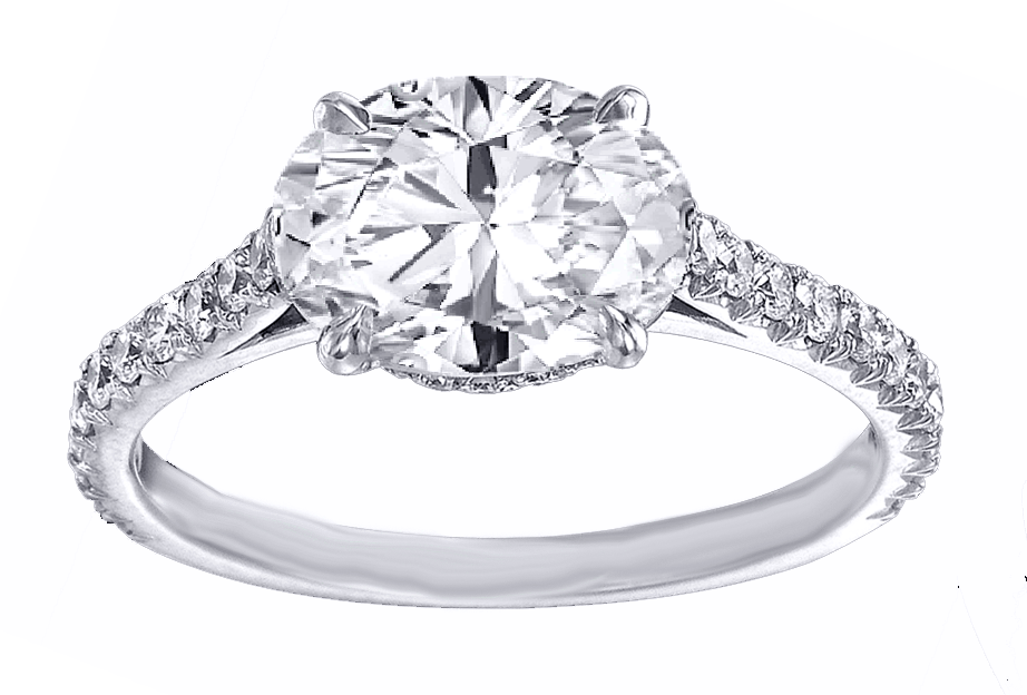 Engagement Ring Oval Diamond Horizontal Engagement Ring Pave Gallery